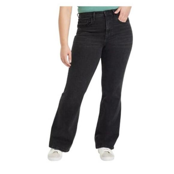 Universal Thread Women's High Waisted Flare Denim Jeans Stretch Size 14 Black - Picture 1 of 9